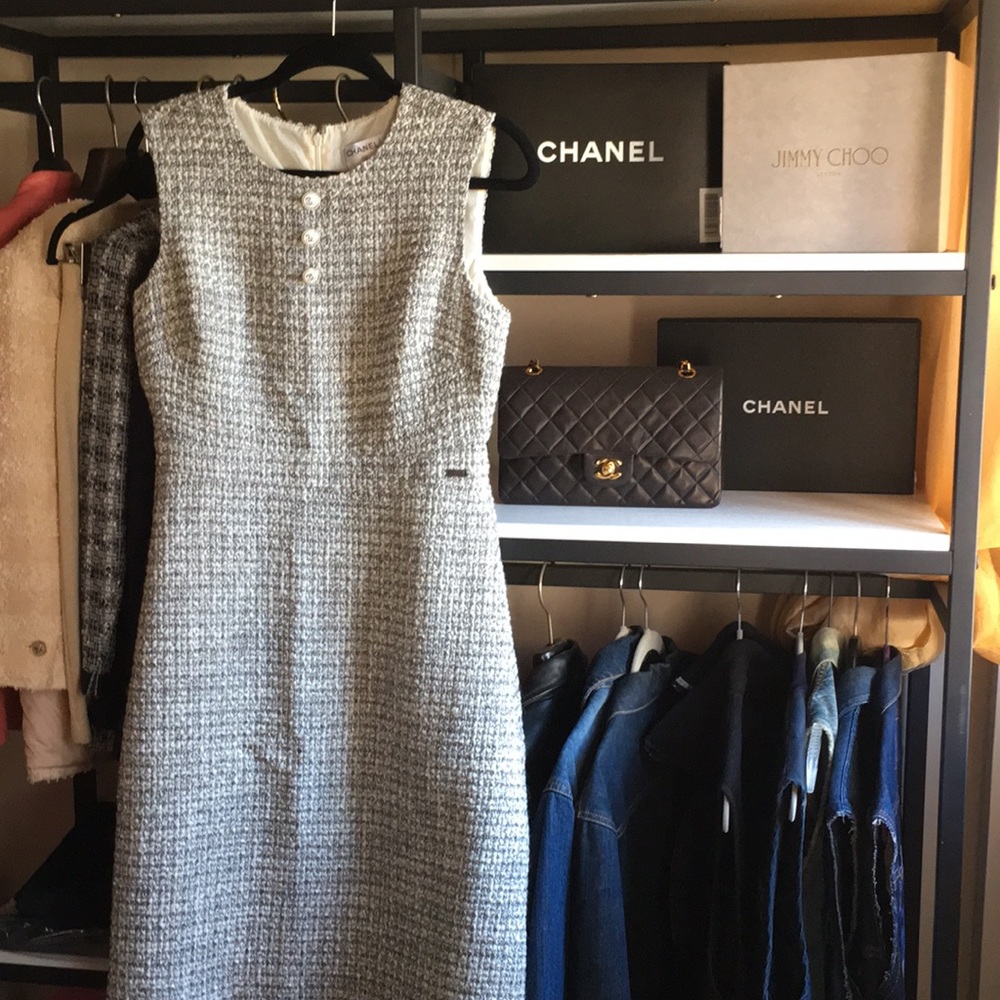 Chanel tweed/boucle dress sz. 44
